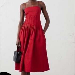 Banana Republic Factory Red Spaghetti Strap Midi Dress